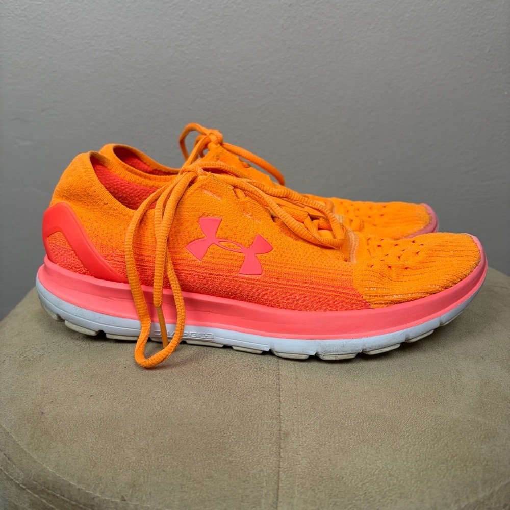 Under Armour Threadborne Slingflex Running Shoes Neon Orange Coral Women's 9.5 - Picture 6 of 15